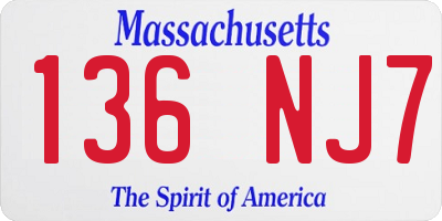 MA license plate 136NJ7