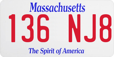MA license plate 136NJ8