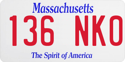 MA license plate 136NK0