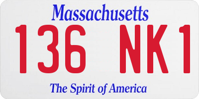 MA license plate 136NK1