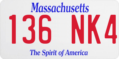 MA license plate 136NK4