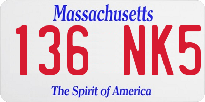MA license plate 136NK5