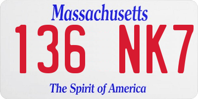MA license plate 136NK7