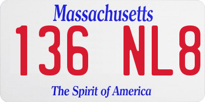 MA license plate 136NL8