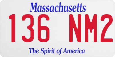 MA license plate 136NM2