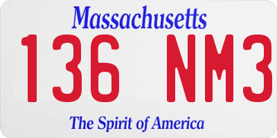 MA license plate 136NM3