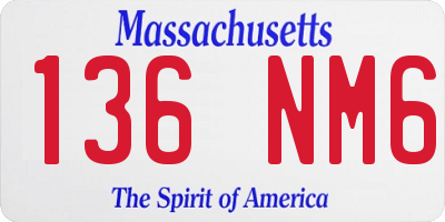 MA license plate 136NM6
