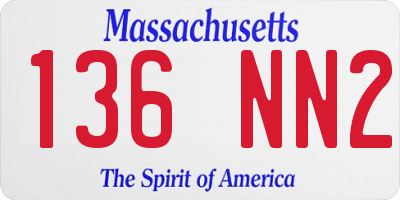 MA license plate 136NN2