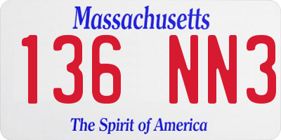 MA license plate 136NN3