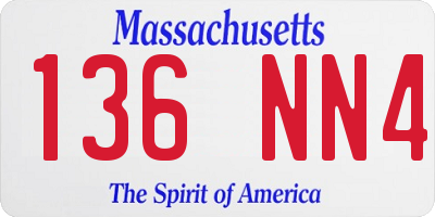 MA license plate 136NN4