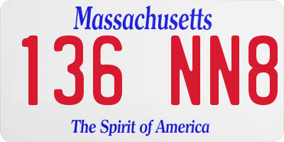 MA license plate 136NN8