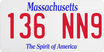 MA license plate 136NN9