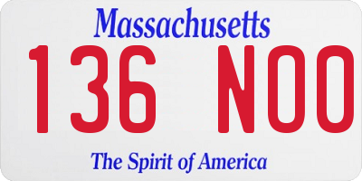MA license plate 136NO0