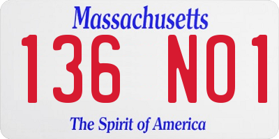 MA license plate 136NO1