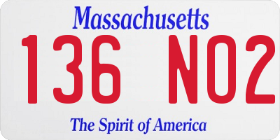 MA license plate 136NO2