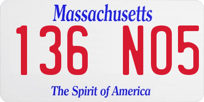 MA license plate 136NO5