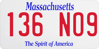 MA license plate 136NO9