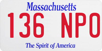 MA license plate 136NP0