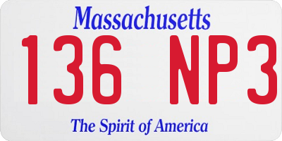 MA license plate 136NP3