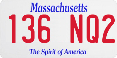 MA license plate 136NQ2