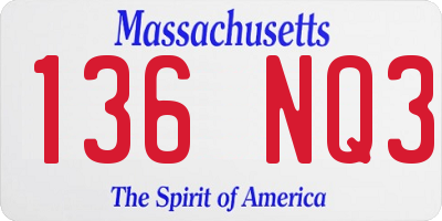 MA license plate 136NQ3