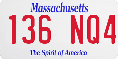 MA license plate 136NQ4