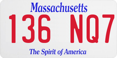 MA license plate 136NQ7