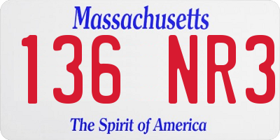 MA license plate 136NR3