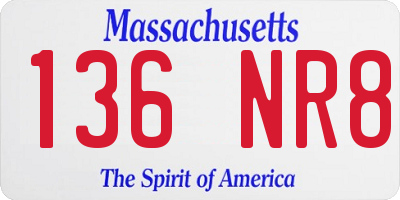 MA license plate 136NR8