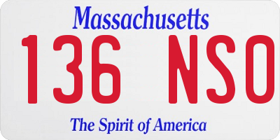 MA license plate 136NS0