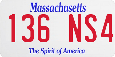 MA license plate 136NS4