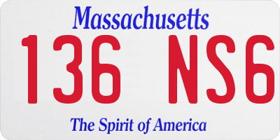 MA license plate 136NS6