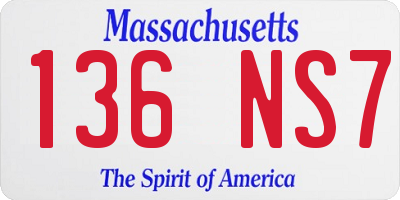MA license plate 136NS7