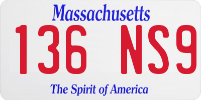 MA license plate 136NS9