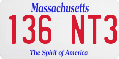 MA license plate 136NT3