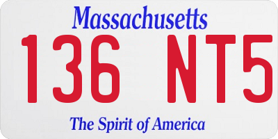 MA license plate 136NT5