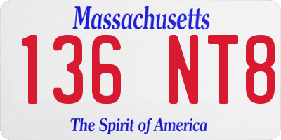 MA license plate 136NT8