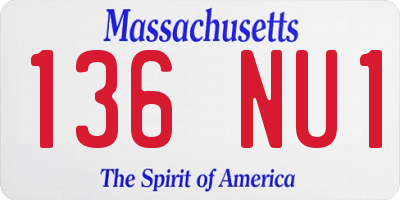 MA license plate 136NU1