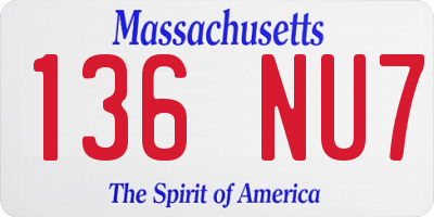 MA license plate 136NU7