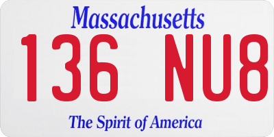 MA license plate 136NU8