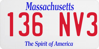 MA license plate 136NV3