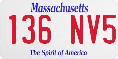 MA license plate 136NV5