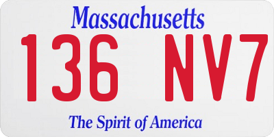 MA license plate 136NV7