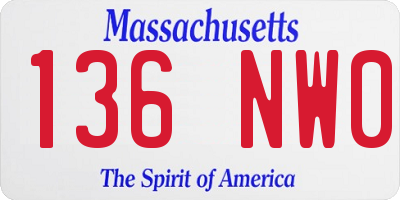 MA license plate 136NW0