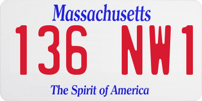 MA license plate 136NW1