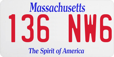 MA license plate 136NW6