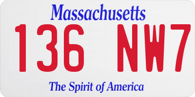 MA license plate 136NW7