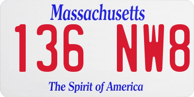 MA license plate 136NW8