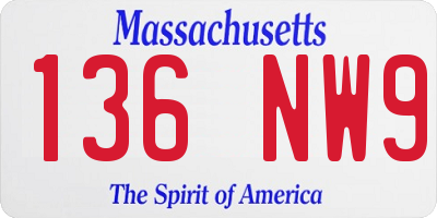 MA license plate 136NW9
