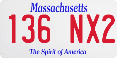MA license plate 136NX2